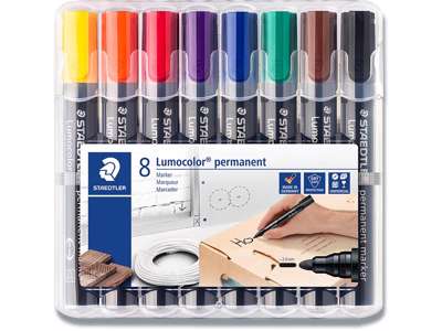 Marker, Rund spids, 2 mm, 8 assorteret, Staedtler Lumocolor 352