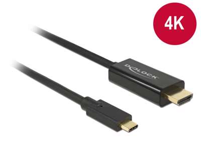 DeLOCK 85258 videokabel adapter 1 m USB Type-C HDMI Sort