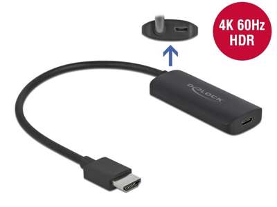 DeLOCK 63251 videokabel adapter HDMI Type A (Standard) USB Type-C Sort