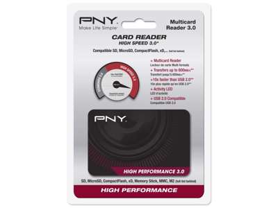 PNY High Performance Reader 3.0 kortlæser USB 3.2 Gen 1 (3.1 Gen 1) Sort