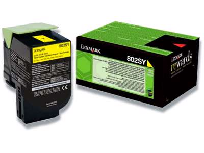 Toner, 802SY, Yellow-gul, 2.000 sider, Lexmark 80C2SY0