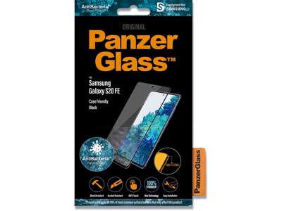 Skærmbeskyttelse, Samsung Galaxy S20FE, Sort, 1 stk, PanzerGlass Antibacterial - Case Friendly 