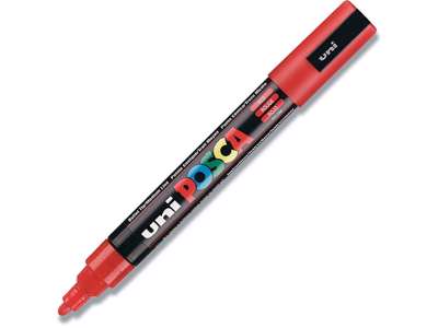 Paint marker, 1.8-2.5 mm, Rød, Rund spids, uni Posca PC-5M