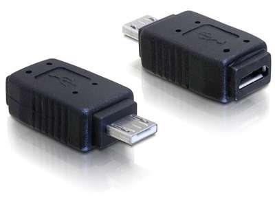 DeLOCK Adapter USB micro-A+B female to USB micro A-male Sort