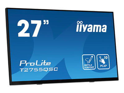 iiyama ProLite T2755QSC-B1 computerskærm 68,6 cm (27") 2560 x 1440 pixel Fuld HD LCD Berøringsskærm Sort