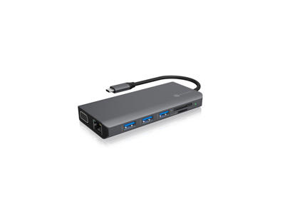 ICY BOX IB-DK4070-CPD Ledningsført USB 3.2 Gen 1 (3.1 Gen 1) Type-C Anthracit, Sort