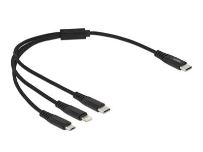 DeLOCK 87148 USB-kabel USB 2.0 0,3 m USB C USB C/Micro-USB B/Lightning Sort