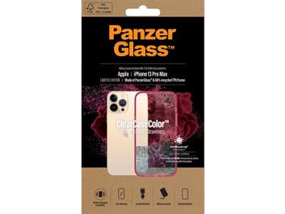 Cover, iPhone 13 Pro Max, Case, Transparant med Strawberry ramme, PanzerGlass Antibacterial - ClearCase 