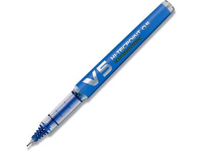 Rollerball pen, 0.5 mm, 0.3 mm, Blå, Pilot Hi-Tecpoint V5 Fine BXC-V5-L