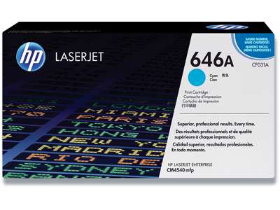 Toner, 646A, Cyan-blå, 12.500 sider, HP CF031A