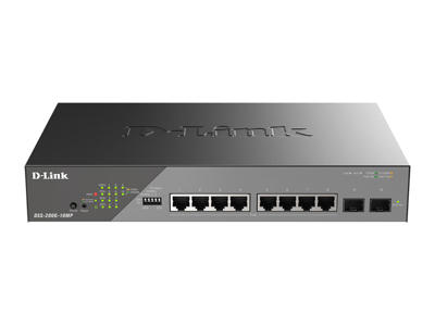 D-Link DSS-200G-10MP/E netværksswitch Administreret L2 Gigabit Ethernet (10/100/1000) Strøm over Ethernet (PoE) 1U Grå