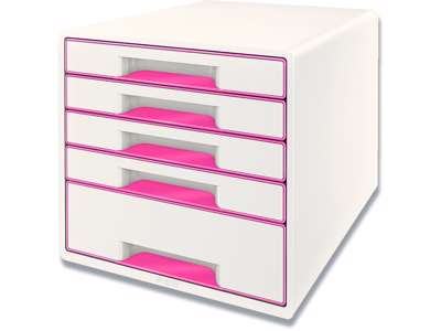 Skuffekabinet, 5 skuffer, Metallic pink-hvid, A4 Maxi, Leitz CUBE 5 WOW A4 Maxi