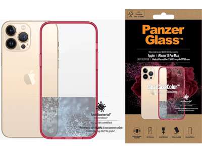 Cover, iPhone 13 Pro Max, Case, Transparant med Strawberry ramme, PanzerGlass Antibacterial - ClearCase 