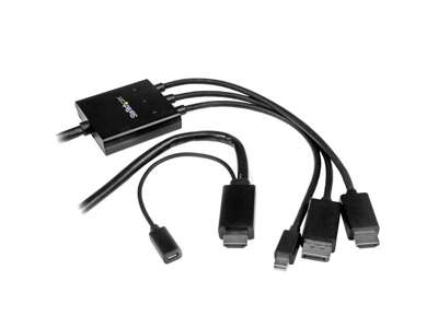 StarTech.com DPMDPHD2HD videokabel adapter 2 m DisplayPort + Mini DisplayPort + HDMI HDMI + USB Sort