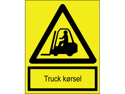 Advarselsskilt, A4, Plast, "Truckkørsel", OX-ON