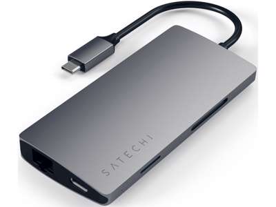 Satechi Multi-Port Adapter V2 Dock st. USB 3.2 Gen 1 (3.1 Gen 1) Type-C Grå