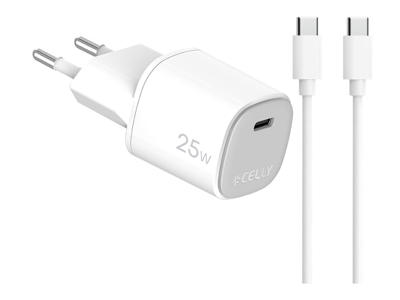 Celly UPTC1USBC25WCTC oplader til mobil enhed Smartphone, Tablet, Telefon Hvid USB Indendørs