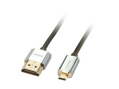 Lindy 41680 HDMI-kabel 0,5 m HDMI Type A (Standard) HDMI Type D (Micro) Sort, Sølv