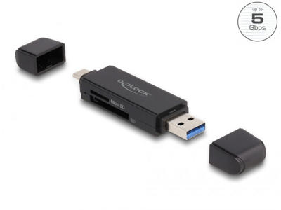 DeLOCK 91004 kortlæser USB 3.2 Gen 1 (3.1 Gen 1) Type-A/Type-C Sort