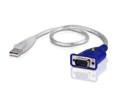 ATEN 2A-130G videokabel adapter 0,35 m USB Type-A VGA (D-Sub) Blå, Sølv