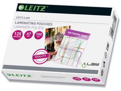 Lamineringslommer, A7, 75x105 mm, 125 micron, Leitz iLam Gloss