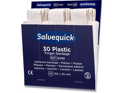 Plaster, Plast, 30 plastre pr refill, 6 pakker refill, Salvequick Finger 