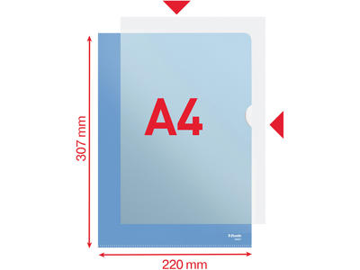 Plastomslag, A4, 100 stk, 0.115 mm, Esselte Blå