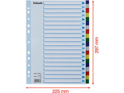 Faneblade, A4, 20-delt, Flerfarvet, Esselte 