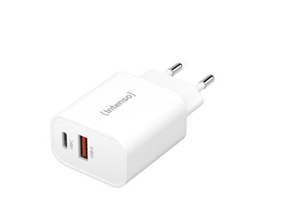 Intenso POWER ADAPTER USB-A/USB-C/7803012 Universel Hvid Vekselstrøm Hurtig opladning Indendørs