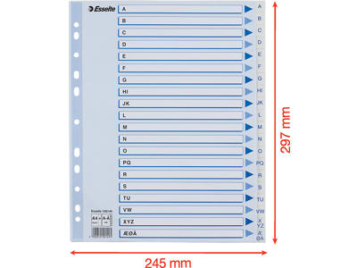 Registerblade, A4 Maxi, A-Å, Hvid, Esselte 