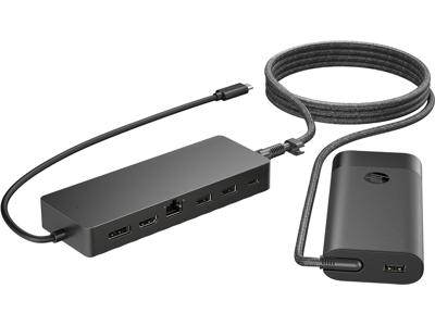 HP Universal USB-C-hub og bærbar oplader-kombination