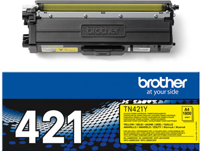 Toner, TN421Y, Yellow-gul, 1.800 sider, Brother 