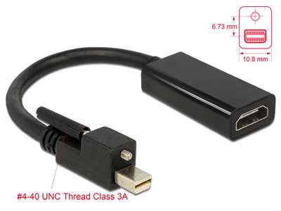 DeLOCK 62640 videokabel adapter 0,25 m Mini DisplayPort HDMI Sort