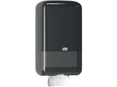 Toiletpapirdispenser, Til ark, Et ark ad gangen, Sort, Tork Elevation Design T3