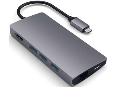 Satechi Multi-Port Adapter V2 Dock st. USB 3.2 Gen 1 (3.1 Gen 1) Type-C Grå