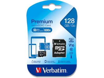 SD kort, Micro SDXC, Class 10, 128 GB, Verbatim 