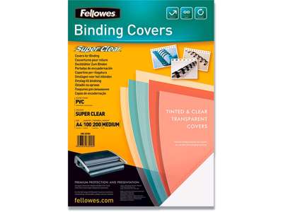 Indbindings for- og bagsider, PVC-Plast, A4, Transparent, Fellowes 