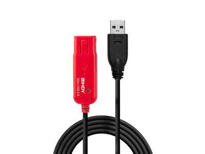 Lindy 42923 USB-kabel USB 2.0 30 m USB A Sort, Rød