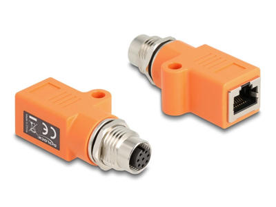 DeLOCK 60618 kabel kønsskifter M12 RJ45 Orange