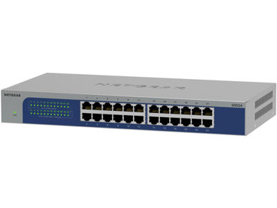 NETGEAR GS524-300EUS, 24-Port Gigabit Ethernet unmanaged Switch, Desktop Ikke administreret Gigabit Ethernet (10/100/1000)