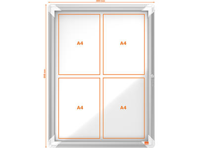 Opslagsskab, 4xA4, Magnetisk, Hængslet låge, Udendørs brug, Nobo Premium Plus