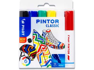 Hobby marker, Assorteret, 1.4 mm, 6 stk, Pilot Pintor Classic Mix