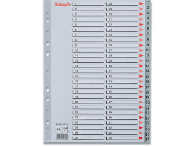 Registerblade, A4, 1-54, Grå, Esselte 