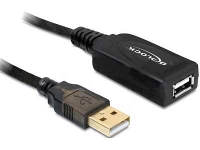 DeLOCK 15m USB 2.0 USB-kabel Sort