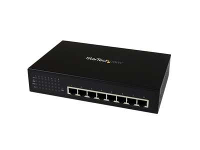 StarTech.com IES81000POE netværksswitch Ikke administreret Gigabit Ethernet (10/100/1000) Strøm over Ethernet (PoE) Sort