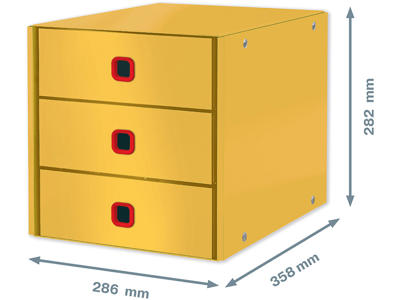 Skuffekabinet, 3 skuffer, Varm gul, A4, Leitz Click & Store Cosy 