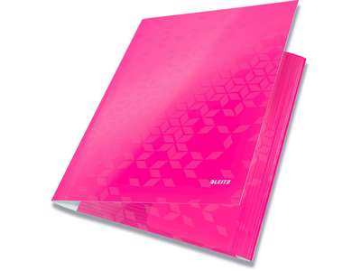 Samlemappe, 3 klapper, 2 elastikker, Metallic pink, Leitz WOW 