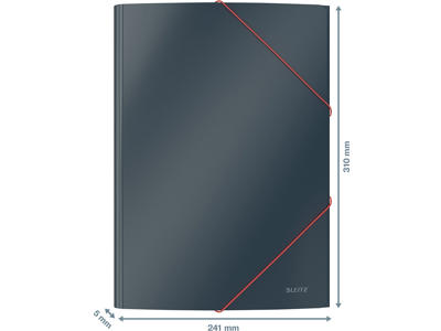 Samlemappe, 3 klapper, 2 elastikker, Fløjlsgrå, Leitz Cosy 