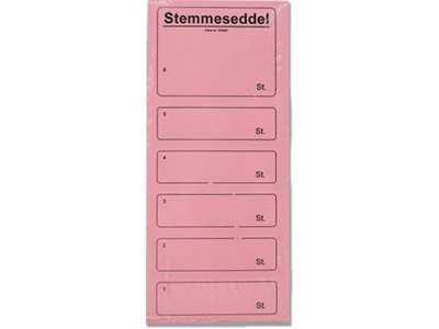 Stemmeseddel, Rosa, 250x100 mm, 100 stk, Ferco 