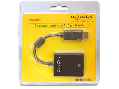 DeLOCK 61848 videokabel adapter 0,125 m VGA (D-Sub) DisplayPort Sort